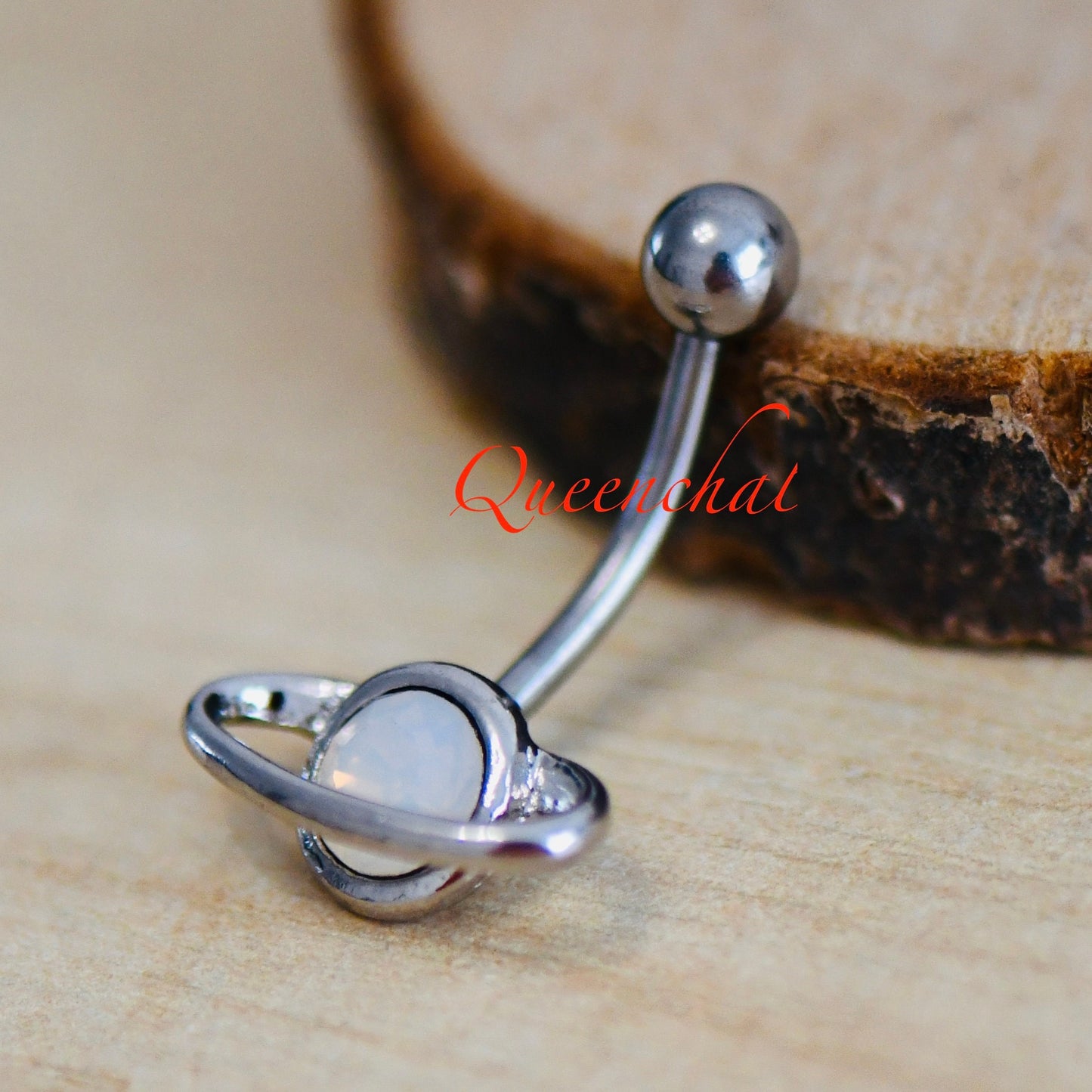 14G 326L Surgical Steel White Crystal Galaxy  Navel Ring Belly Bar Button Piercing Jewellery