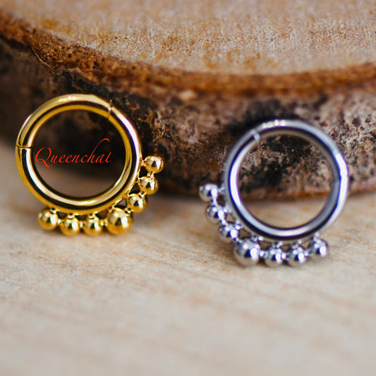 16G 316L S/S Beaded Design Hinged Segment Ring Septum Ring Nose Ring Daith Ring 6mm