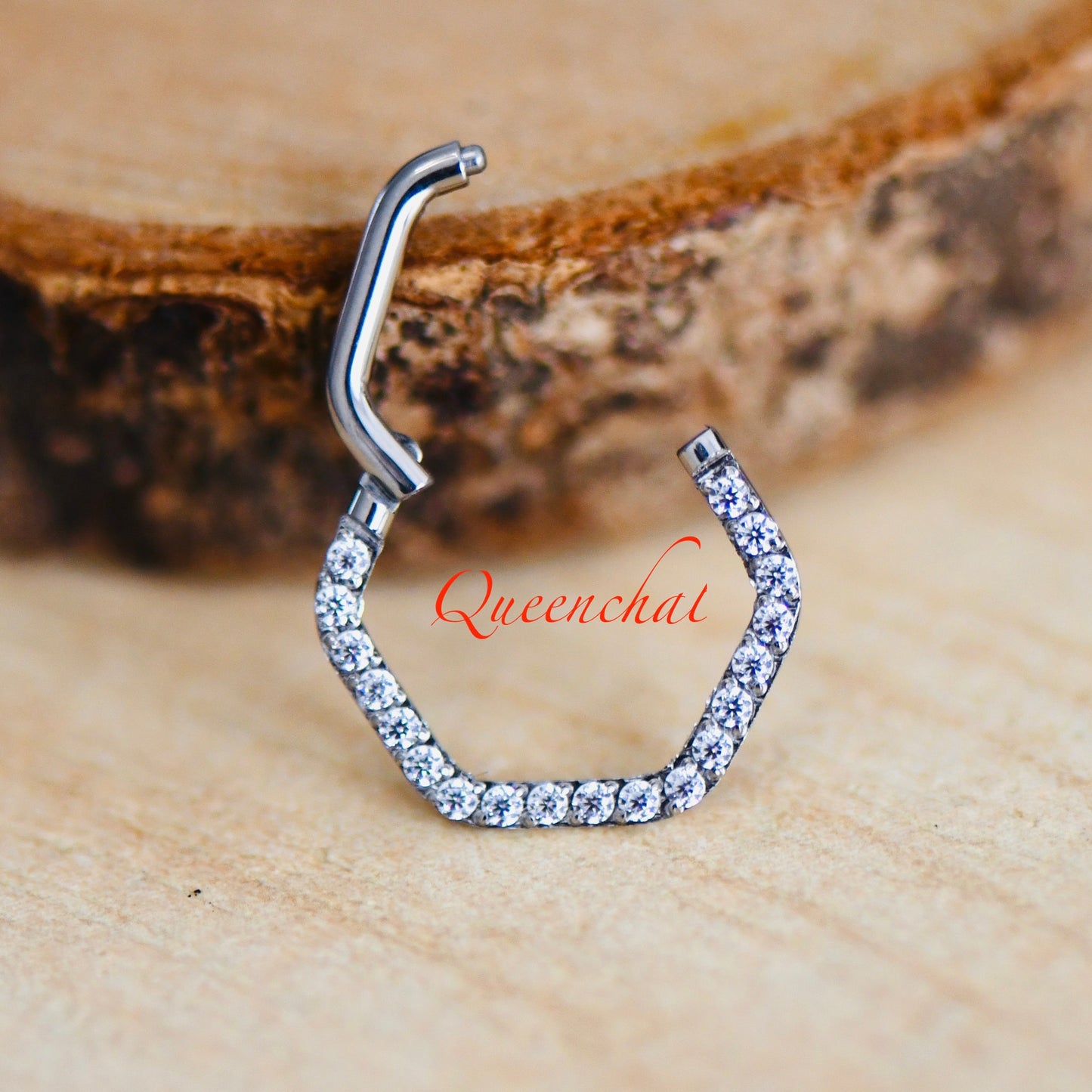 16G 316L Surgical Steel Hexagonal Septum Ring Helix, Nose Earring, Hinged Segment Ring 10mm