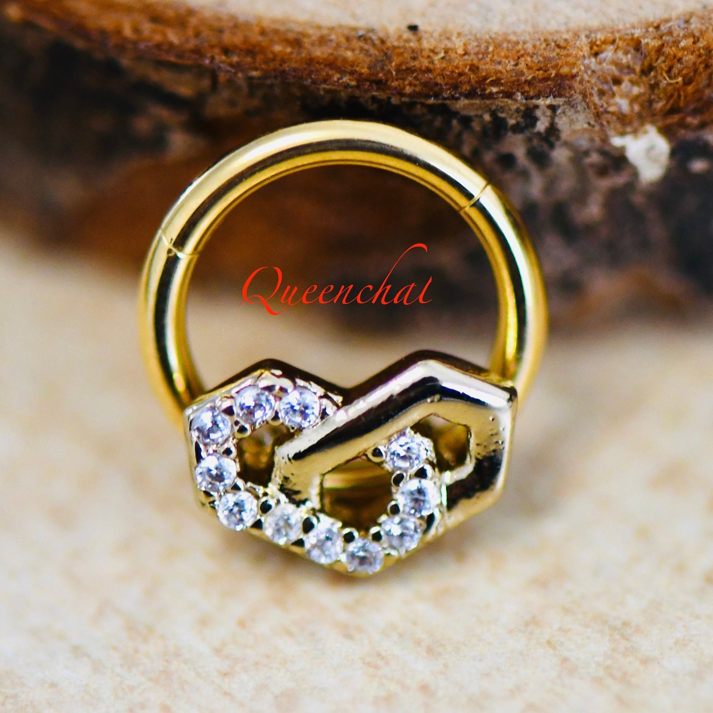 16G 316L Surgical Steel CZ Geometric Design Septum Segment Cartilage Piercing Earring Gold Silver Clicker Daith Ring Earring