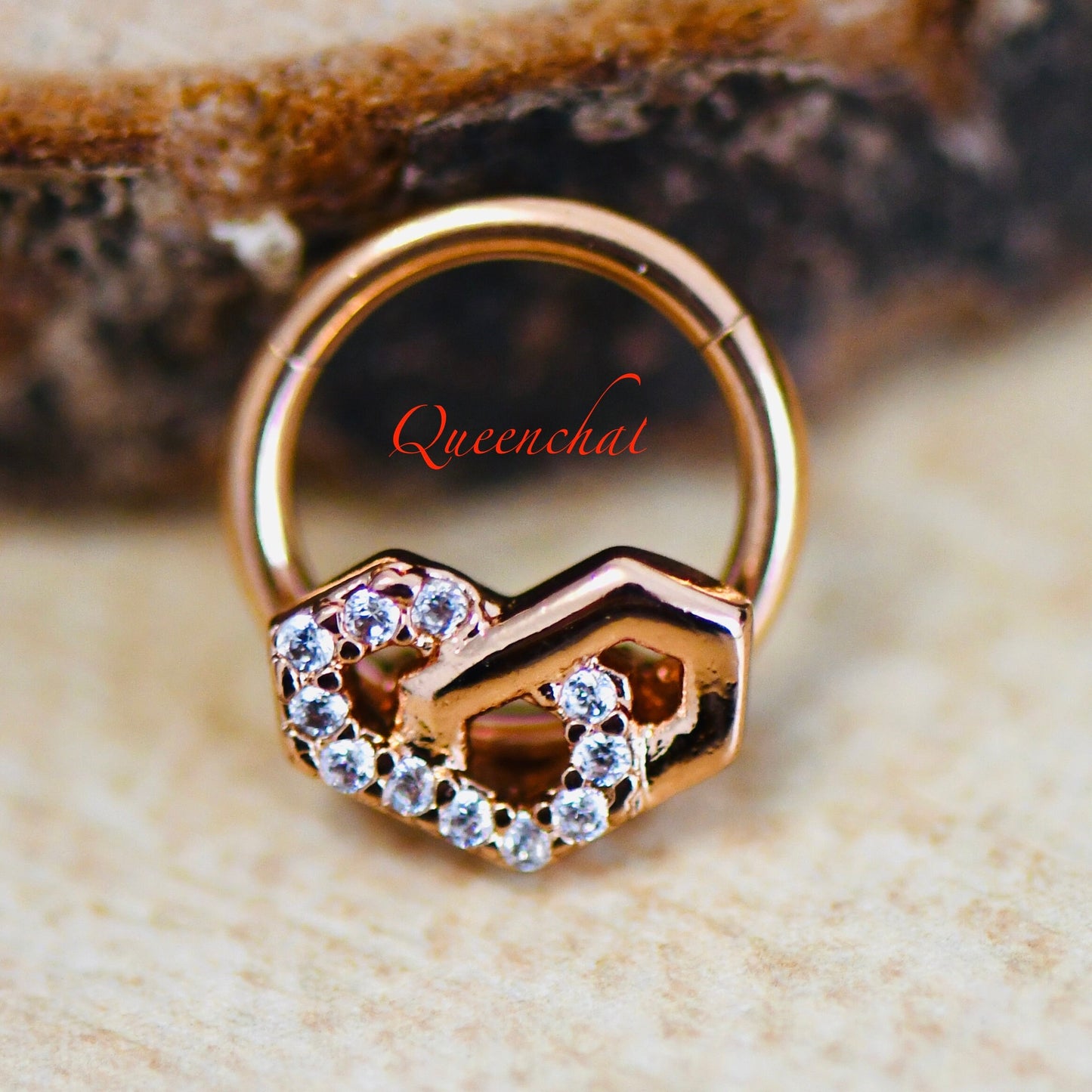 16G 316L Surgical Steel CZ Geometric Design Septum Segment Cartilage Piercing Earring Gold Silver Clicker Daith Ring Earring