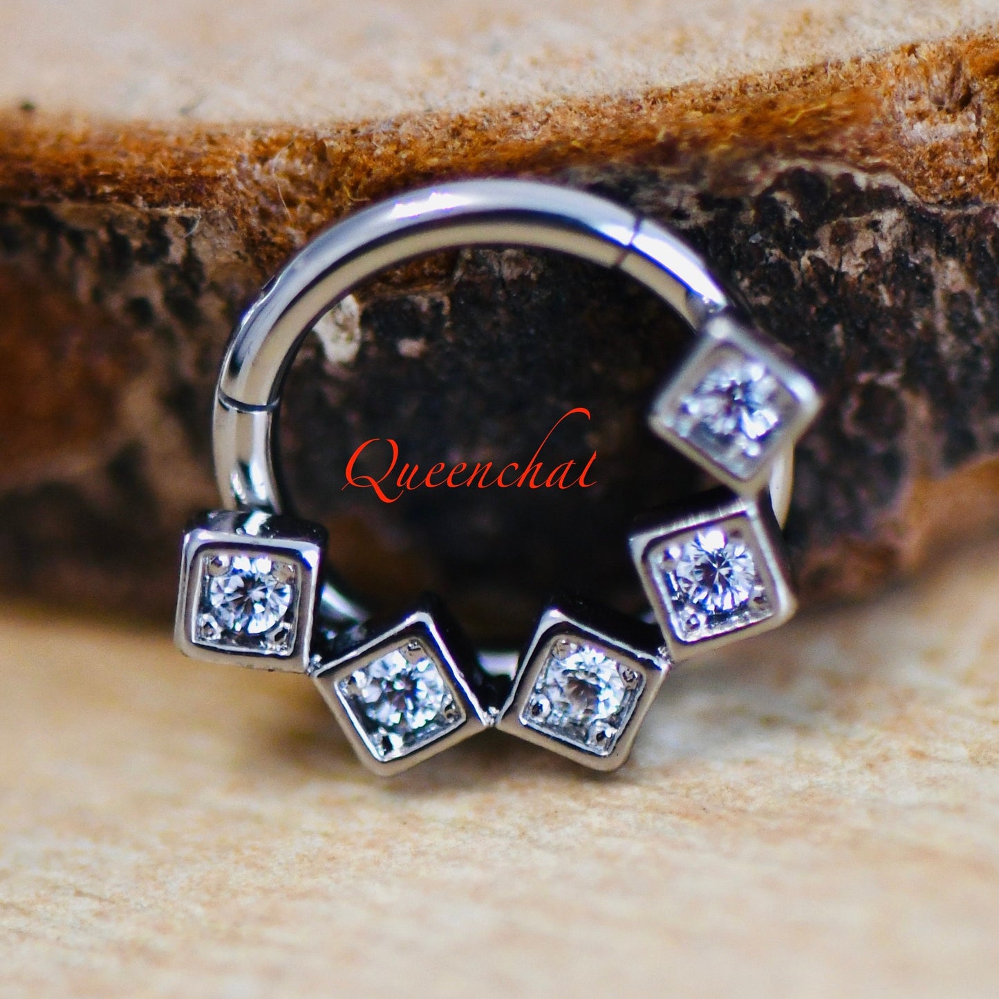 16G 316L Surgical Steel CZ Square Design Septum Segment Cartilage Piercing Earring Gold Silver Clicker Daith Ring Earring