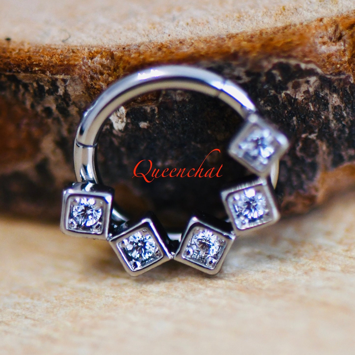 16G 316L Surgical Steel CZ Square Design Septum Segment Cartilage Piercing Earring Gold Silver Clicker Daith Ring Earring