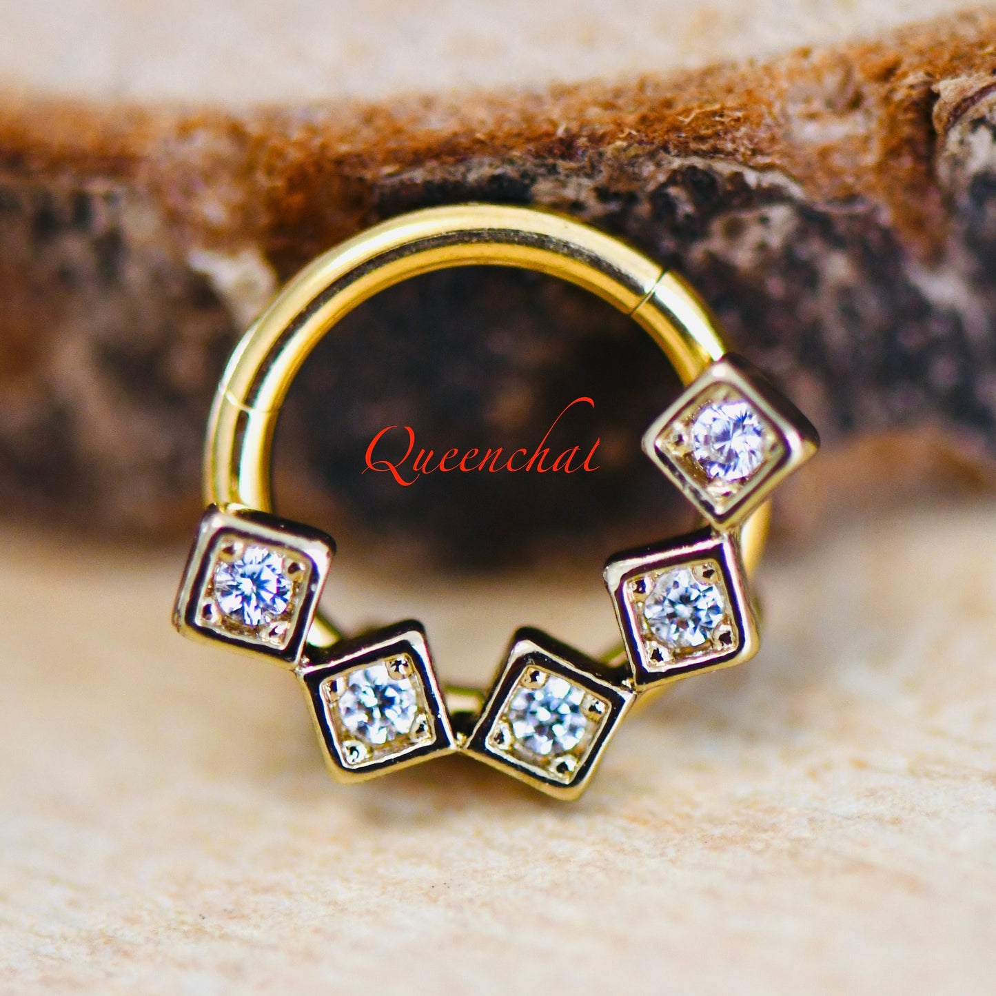 16G 316L Surgical Steel CZ Square Design Septum Segment Cartilage Piercing Earring Gold Silver Clicker Daith Ring Earring