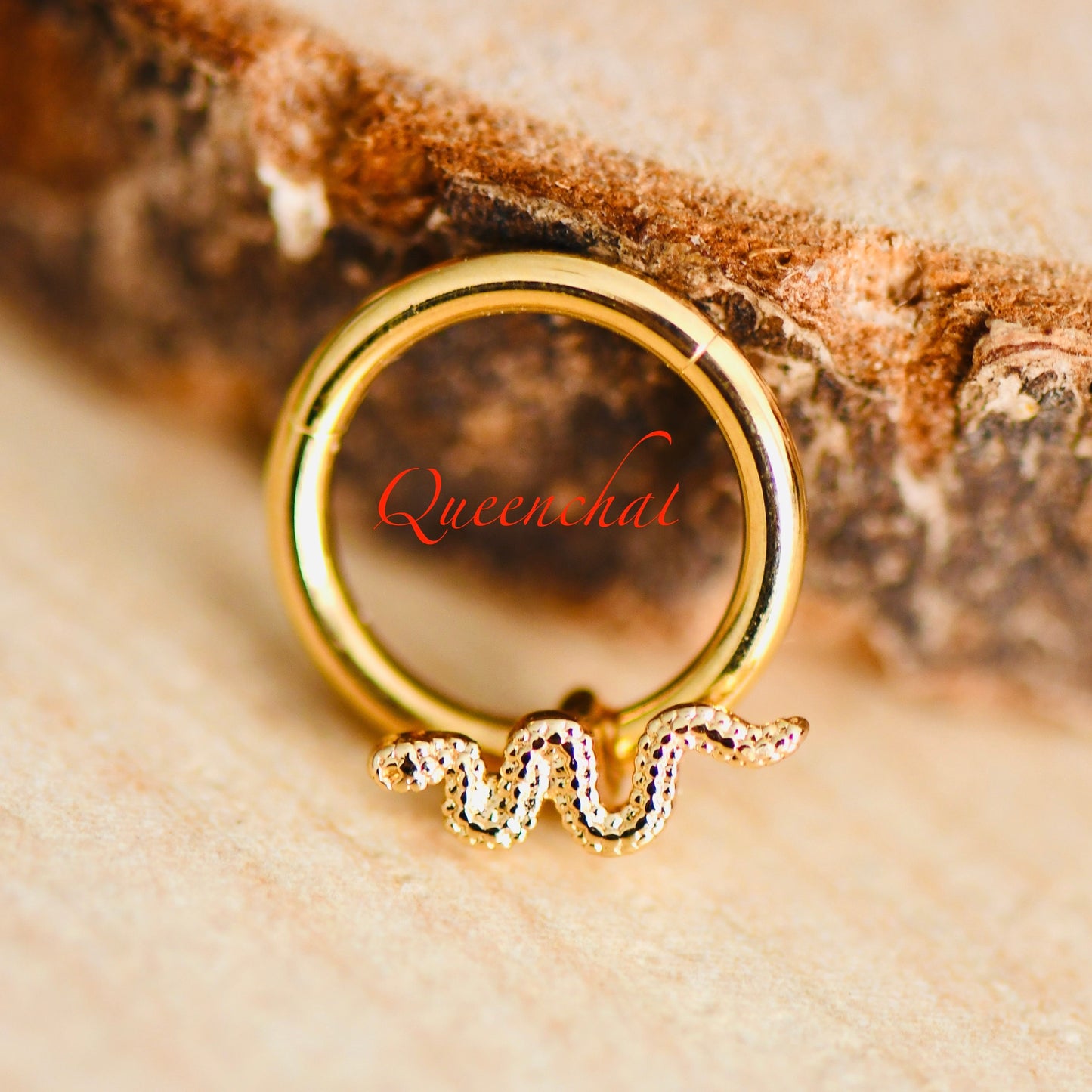 16G 316L S/S Snake Hinged Segment Ring Septum Ring Nose Ring Rook, Daith Ring 8mm