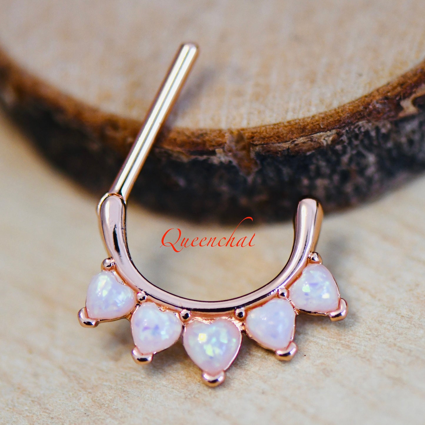 316L Surgical Steel 14G Opal Petal Nipple Ring Rose Gold Nipple Bars