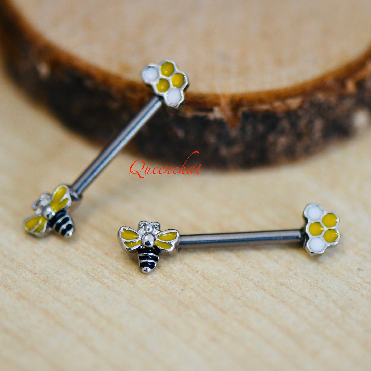 316L Surgical Steel 14G Bee Hive Nipple Bars