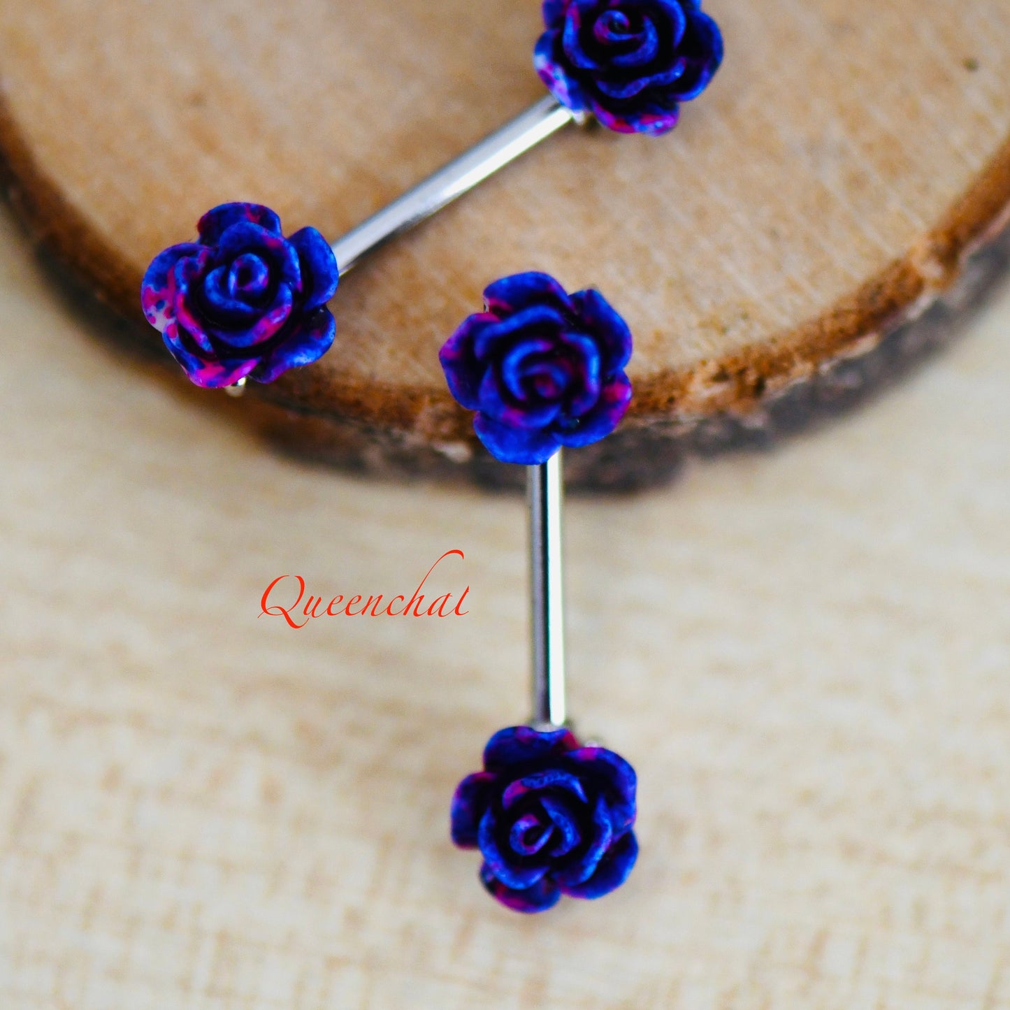 316L Surgical Steel 14G Purple Acrylic Flowers Nipple Bars