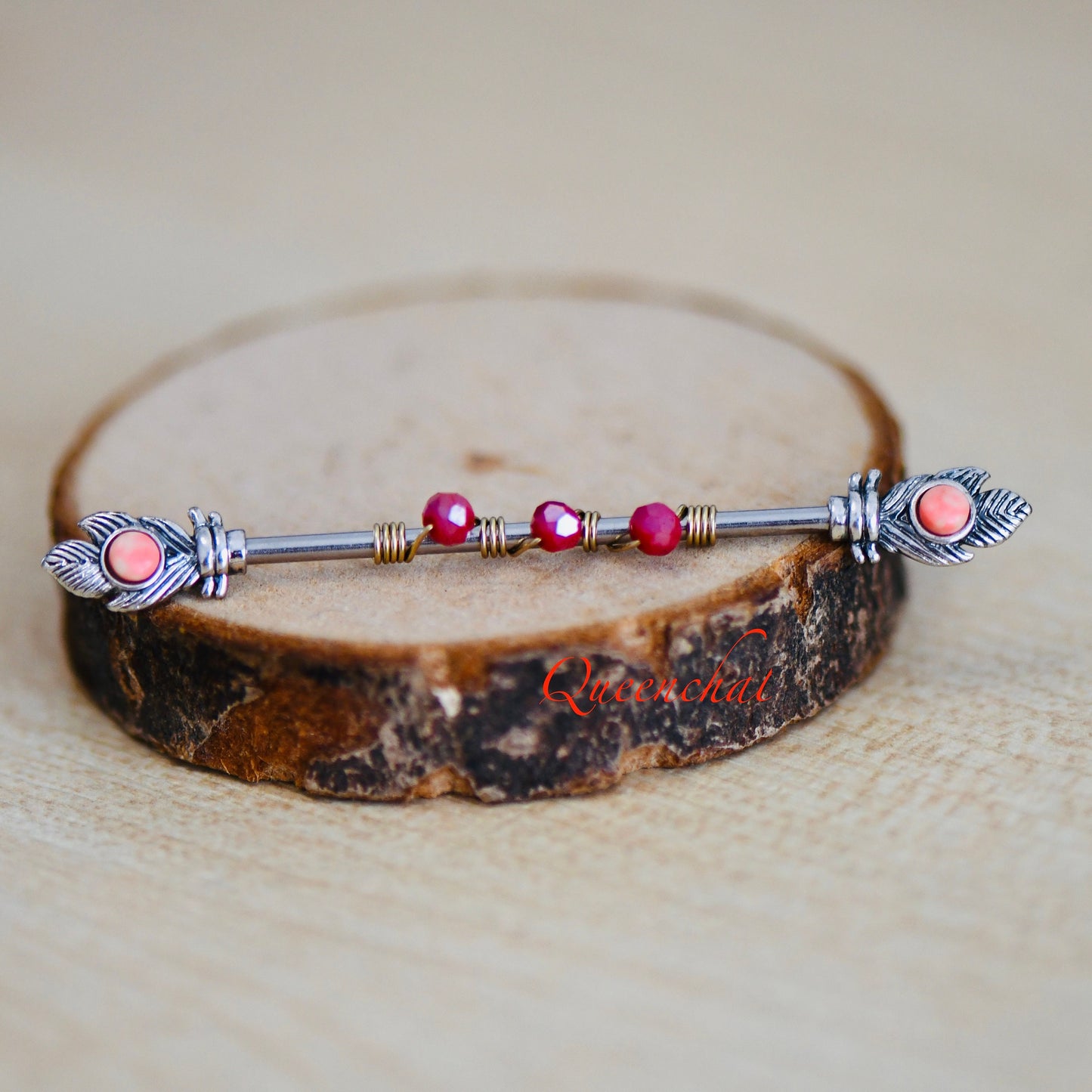 14G 316L Surgical Steel Pink Turquoise Features Industrial Barbell Long Barbell Ear Piercing
