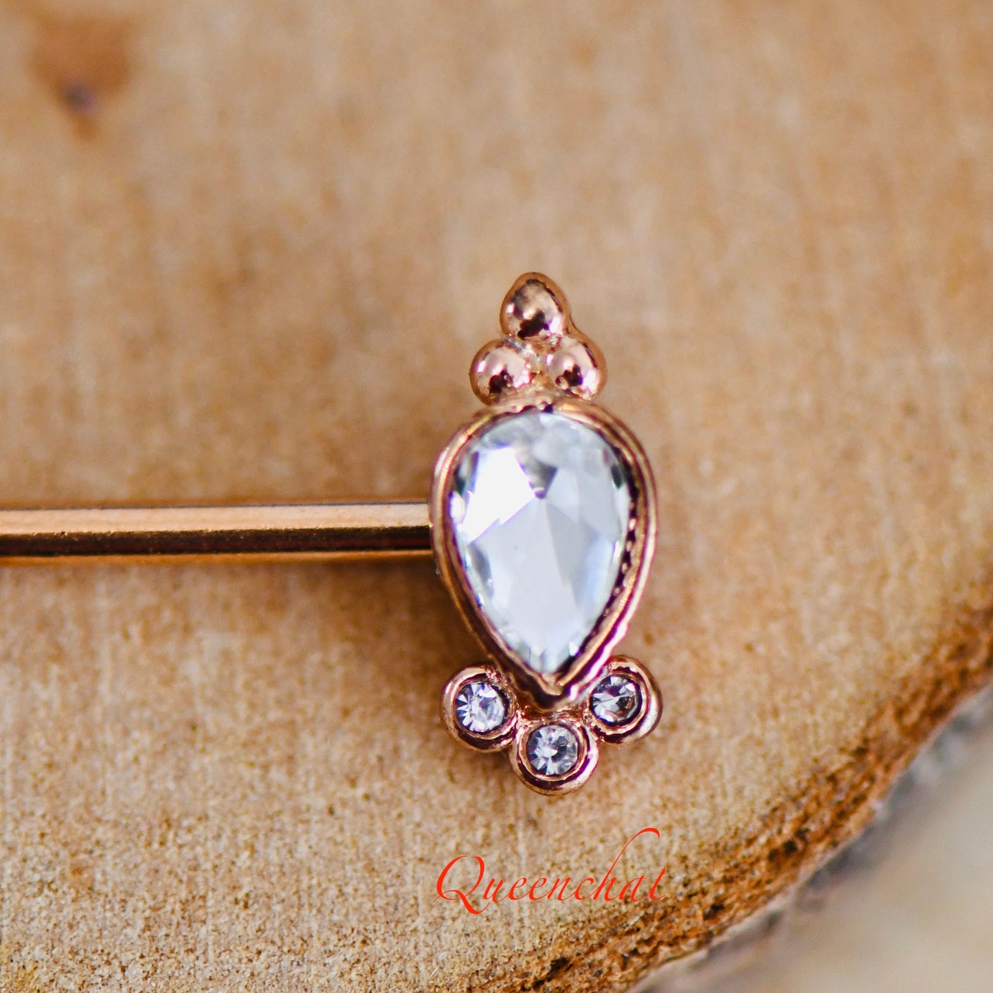 14G 316L Surgical Steel Rose Gold Crown Design Industrial Barbell Long Barbell Ear Piercing