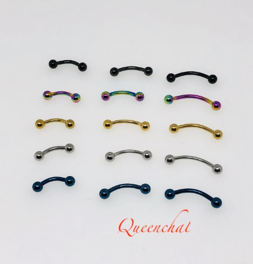16G 316L Surgical Steel Curved Eyebrow Barbell, Daith, Tragus, Bridging Bar, Curved Barbell