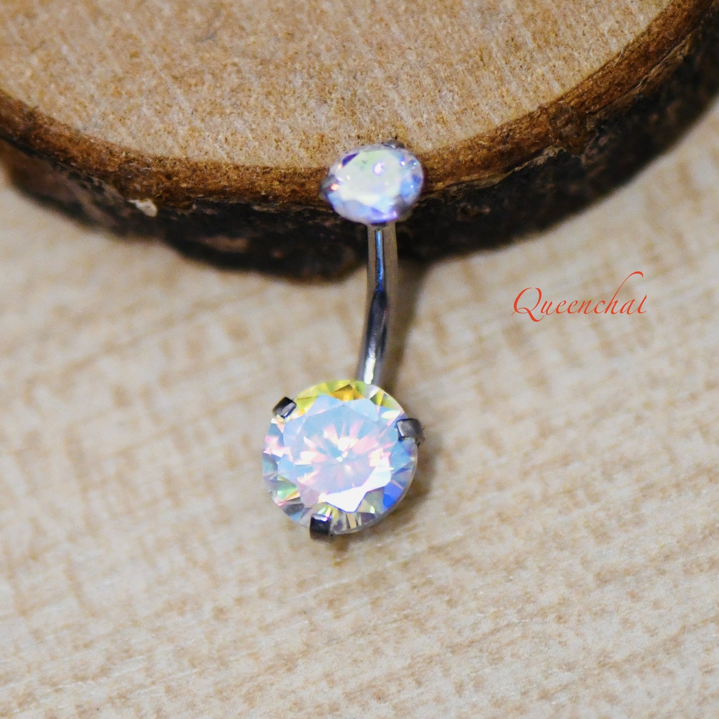316L Surgical Steel 14G Aurora Borealis Belly Bar, Navel Ring Belly Piercing Jewellery