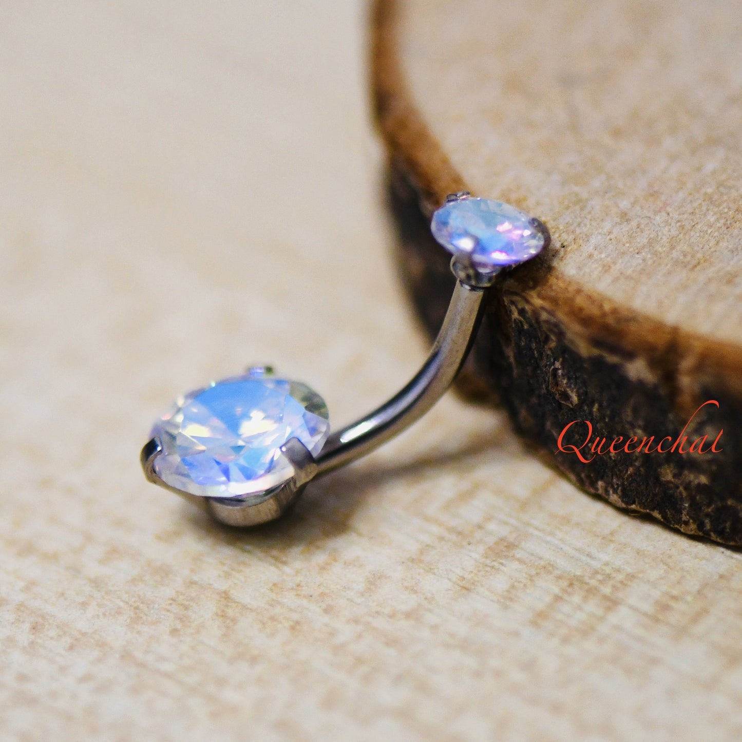 316L Surgical Steel 14G Aurora Borealis Belly Bar, Navel Ring Belly Piercing Jewellery