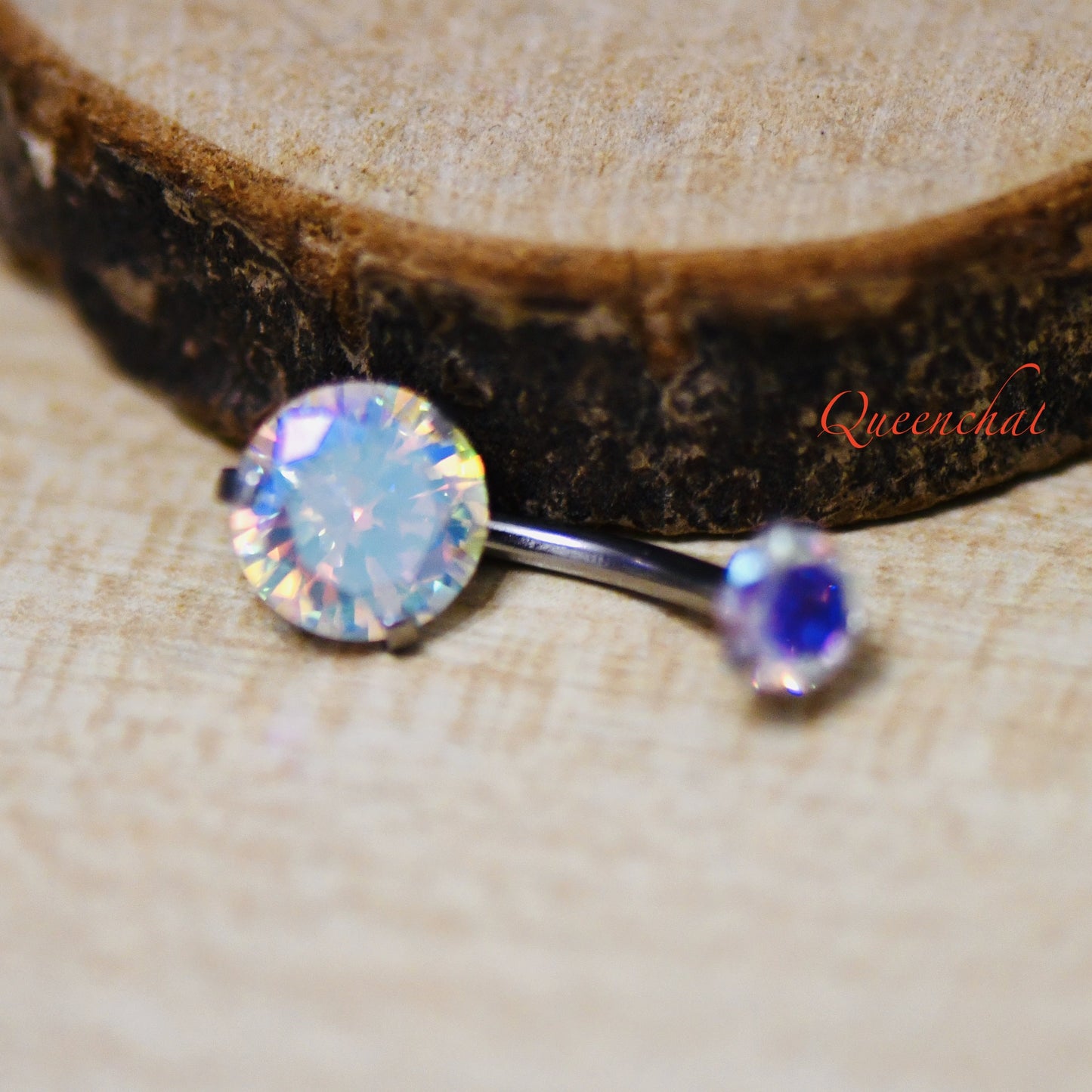 316L Surgical Steel 14G Aurora Borealis Belly Bar, Navel Ring Belly Piercing Jewellery