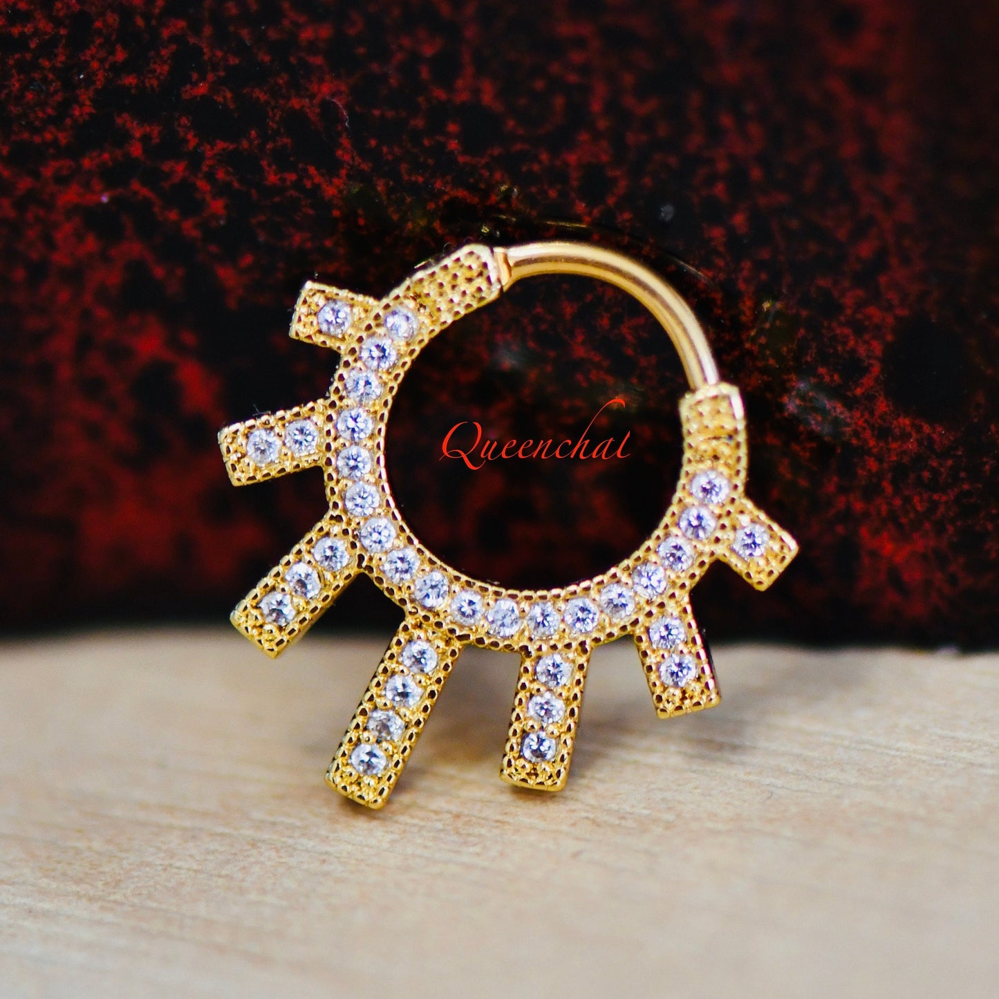 16G 316L Surgical Steel Sun Rays Septum Cartilage Piercing Earring Gold Silver Rose gold Clicker Daith Ring Earring 9mm