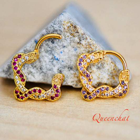 16G 316L Surgical Steel Plaited Sparkling Septum Ring Cartilage Piercing Earring Gold Silver Clicker Daith Ring Earring 9mm