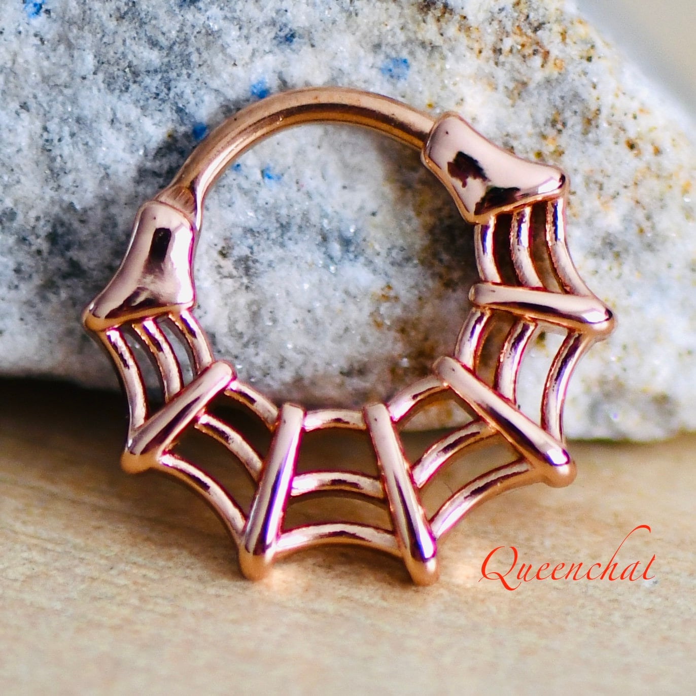 16G 316L Surgical Steel Cobweb Spider Web Septum Ring Cartilage Piercing Earring Clicker Daith Ring Earring 8mm