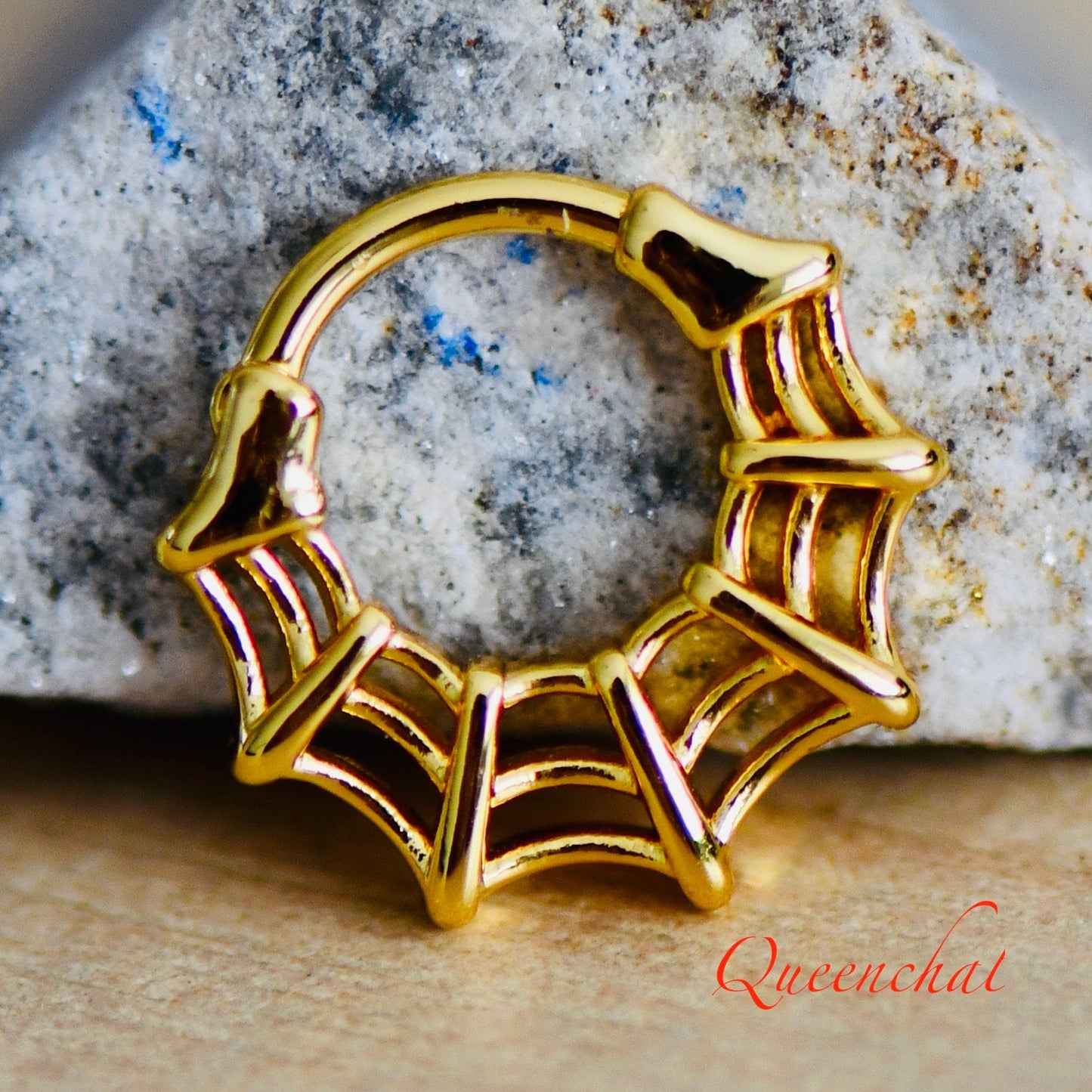 16G 316L Surgical Steel Cobweb Spider Web Septum Ring Cartilage Piercing Earring Clicker Daith Ring Earring 8mm