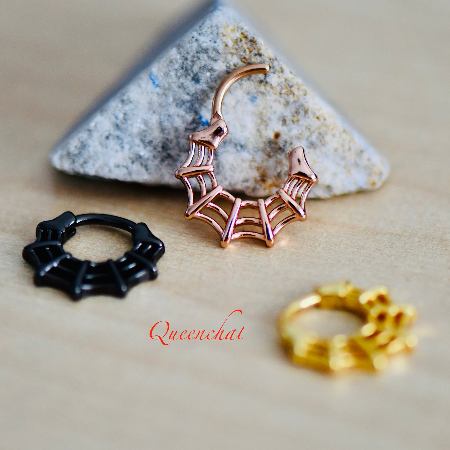 16G 316L Surgical Steel Cobweb Spider Web Septum Ring Cartilage Piercing Earring Clicker Daith Ring Earring 8mm