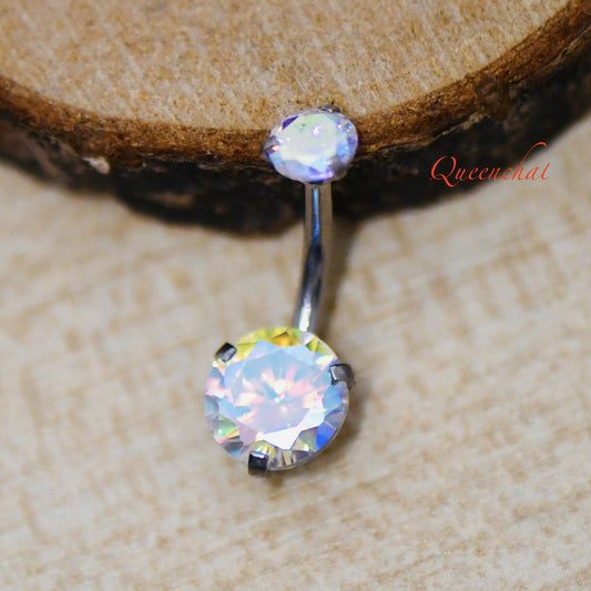316L Surgical Steel 14G Aurora Borealis Belly Bar, Navel Ring Belly Piercing Jewellery