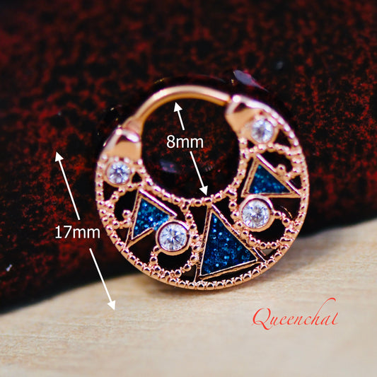 16G Hawaiian Style Septum Ring Ring Daith Septum Ring Hinged Clicker Rose Gold