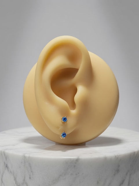 S925 Gold Plated Blue Topaz Ear Jacket Earrings – December Birthstone