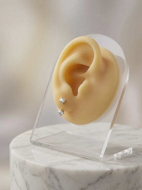 S925 Gold Plated Diamond Ear Jacket Earrings – April Birthstone