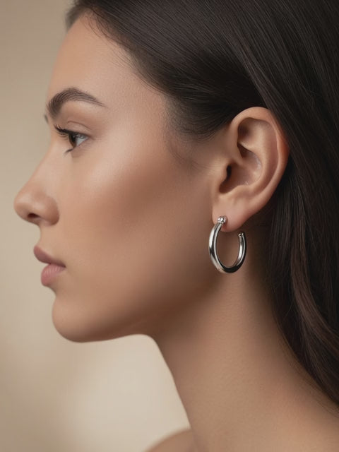 S925 Sterling Silver Classic Hoop Earrings